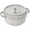 Ronde gietijzeren pan Staub La Cocotte 3,8 l truffel – geëmailleerd, goed sluitend deksel