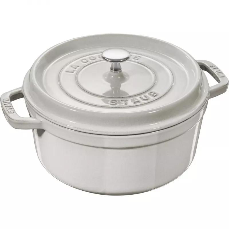 Ronde gietijzeren pan Staub La Cocotte 3,8 l truffel – geëmailleerd, goed sluitend deksel
