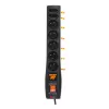 Acar P7 stekkerdoos met overspanningsbeveiliging, 7 contacten, 3 m, zwart