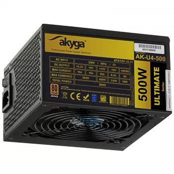 Akyga Ultimate AK-U4-500 ATX-voeding 500 W, 80 PLUS Bronze, actieve PFC, 120mm-ventilator