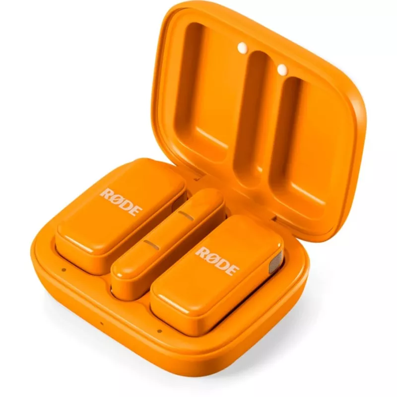 Draadloze microfoon Rode Wireless Micro (WIMICROCORA) – compact lavaliersysteem in oranje