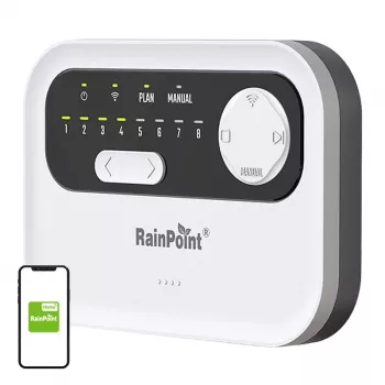 Sprinklerbesturing RainPoint HIC801W WiFi — 8-zone beregeningscomputer, Wi-Fi-connectiviteit