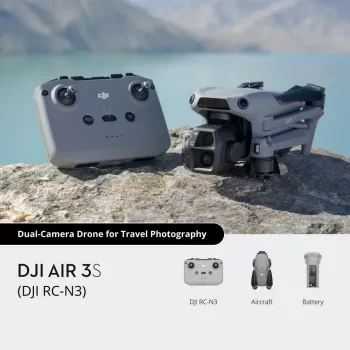 Quadcopter DJI Air 3s RC-N3 — 50-MP-camera, 4K 3840×2160, 4 rotoren, max. 27 m/s, bereik 32.000 m, 4276-mAh-accu, grijs