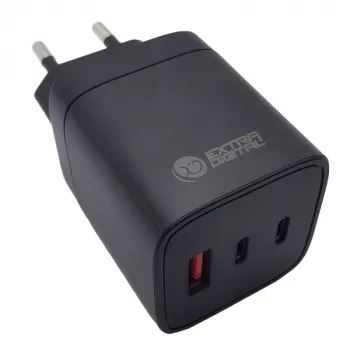 Oplader EXTRA DIGITAL GaN 2x USB Type-C, USB Type-A: 65W, PPS