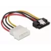 DeLOCK 60120 SATA-voedingskabel, SATA (m) naar Molex 4-pins (m), met metalen clip, recht, 0,12 m