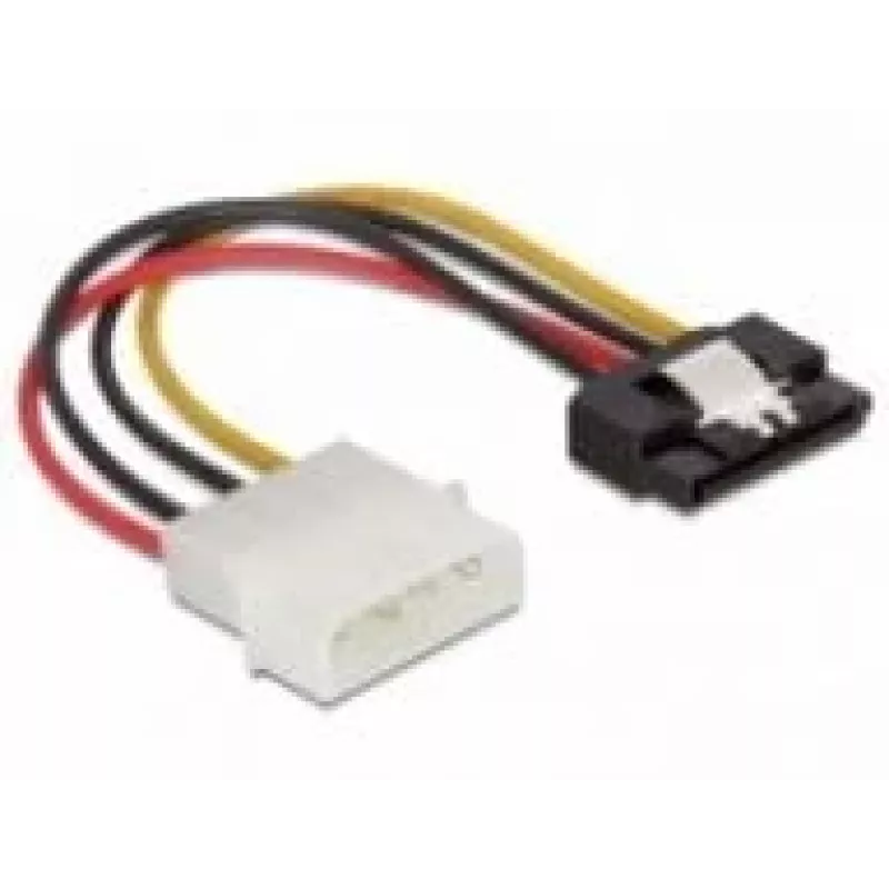 DeLOCK 60120 SATA-voedingskabel, SATA (m) naar Molex 4-pins (m), met metalen clip, recht, 0,12 m