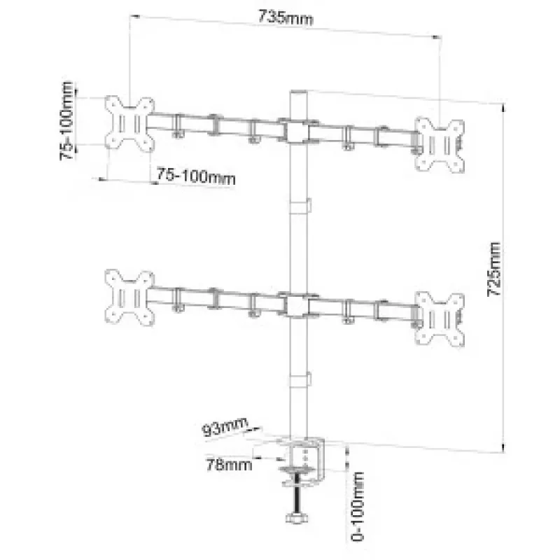 Houder voor 4 LCD-monitoren 13-27'' L-04N
