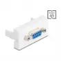 Wandgemonteerde VGA-aansluitdoos DELOCK 81556, bus-naar-bus, wit, ABS, 45×22,5×17,4 mm