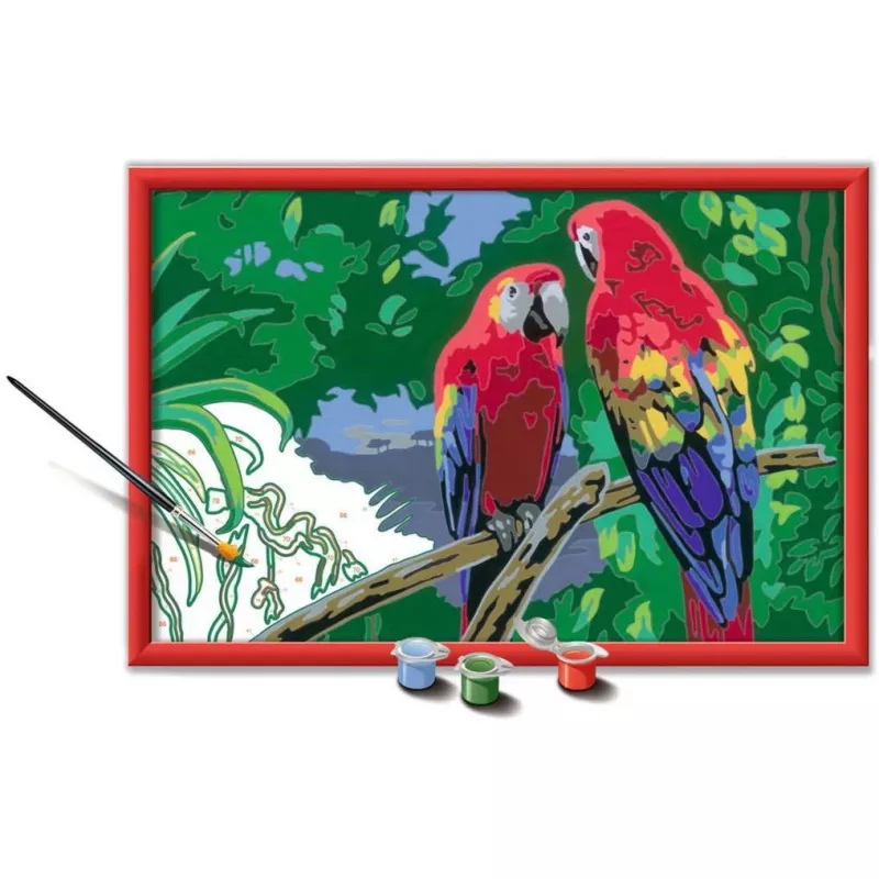 Ravensburger schilderen op nummer - kleurrijke papegaaien