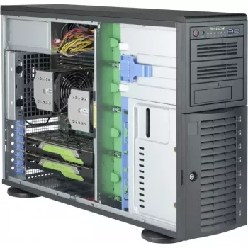 Super Micro Supermicro SC743 AC-1K26B-SQ - tower - 4U - uitgebreid ATX - SAS - hot-swap 1200 watt - zwart - USB (CSE-743AC-1K26B-SQ)