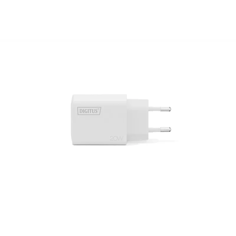 AC USB-oplader DIGITUS 20W, 1x USB-C, 1x USB-A, ingang 100–240V, wit