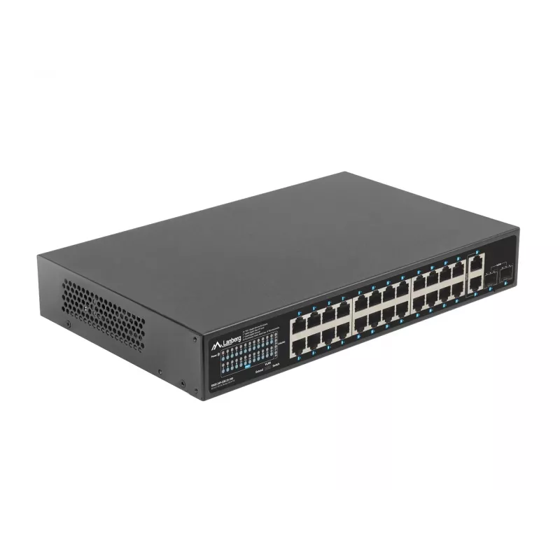 Unmanaged LANBERG switch RSGE-24P-2GE-2S-360 met 24 RJ-45 ethernetpoorten