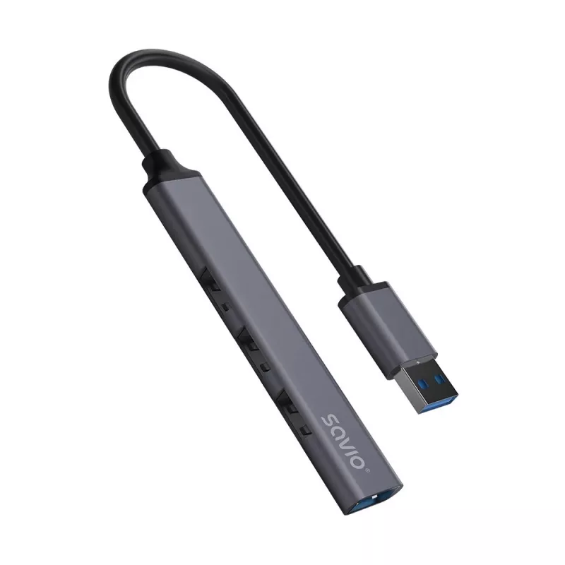Savio AK-70 USB-A-hub, 4-in-1: 3 x USB-A 2.0 + 1 x USB-A 3.1 Gen 1, 5 Gbps