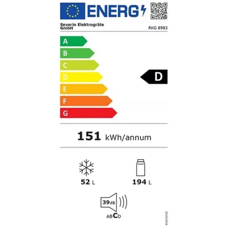 Severin RKG 8983 koel-vriescombinatie 246 L