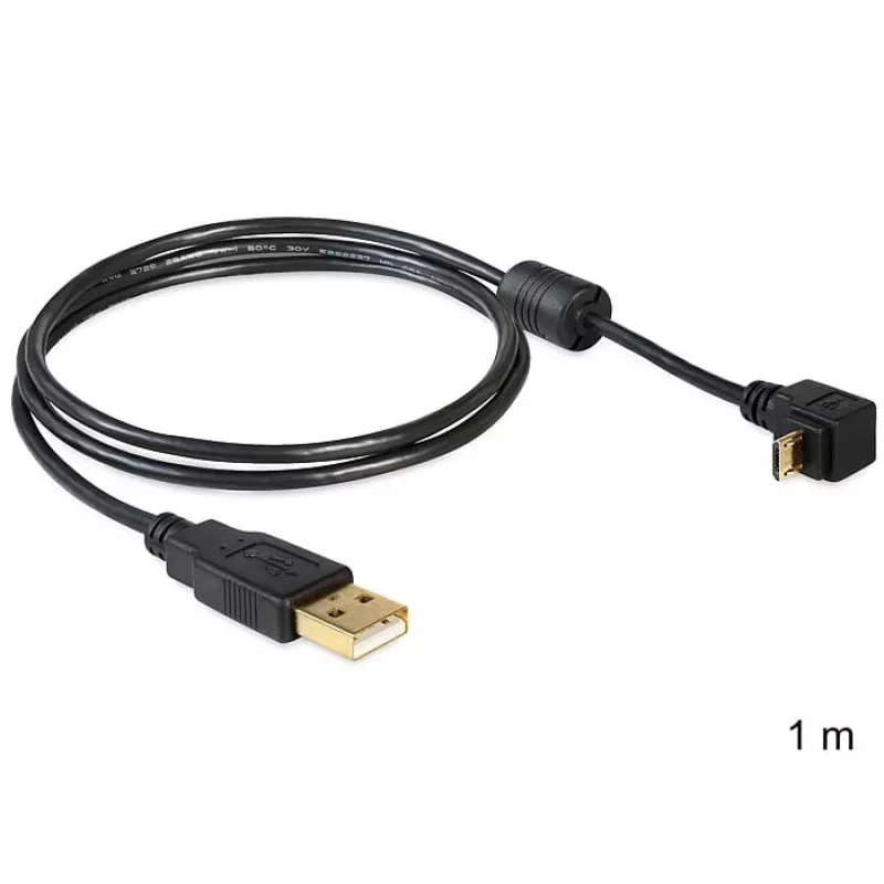 USB-kabel DeLOCK USB 2.0 1 m Micro-USB B zwart