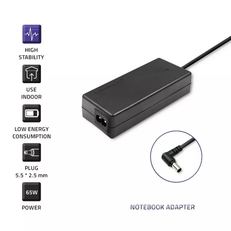 Laptopvoeding Qoltec Toshiba 65W 3,42A 19V 5,5x2,5 50073.65W
