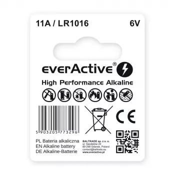 Batterij voor autosleutel everActive 11A LR1016 MN11 6V alkaline, knoopcel 10,3×16 mm, 1 st.