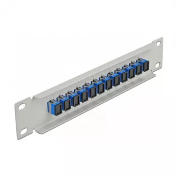 LWL-patchpaneel DeLOCK 10 inch 12 poort SC Simplex blauw 1HE grijs