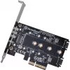 Silverstone SST-ECM27 M.2/SATA-adapterkaart, PCIe 4.0, 1x M-Key, 2x SATA 6G - Low Profile