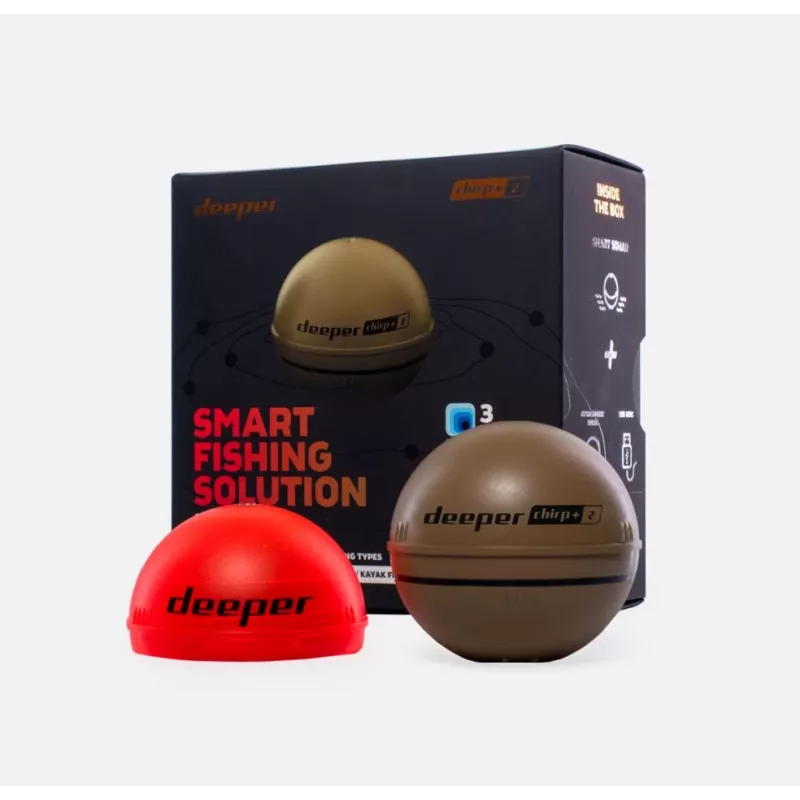 Draagbare fishfinder Deeper CHIRP+ 2 (100 m, 675 kHz, 47° kegel, Wi‑Fi, GPS, zandkleurig)