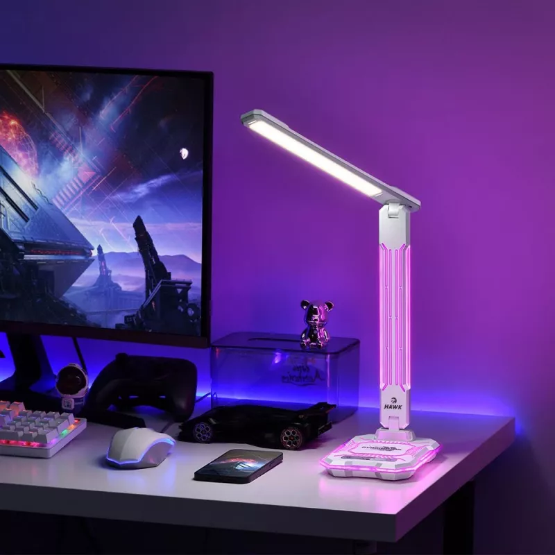 Tafellamp Hawk HW-LAMP04 wit LED verstelbaar, wit oppervlak, verstelbare kop en arm
