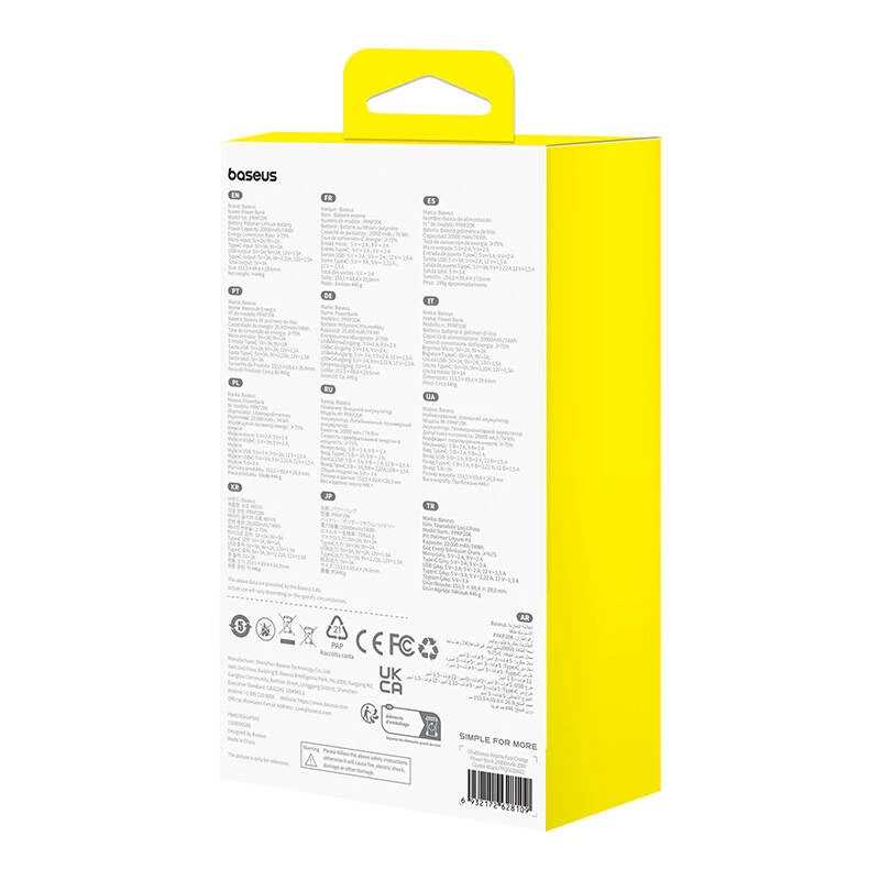 Baseus Airpow lithium-polymeer powerbank 20000 mAh 20 W zwart