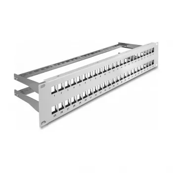 DeLOCK 19 inch Keystone patchpanel 48 poorten met trekontlasting 2U grijs