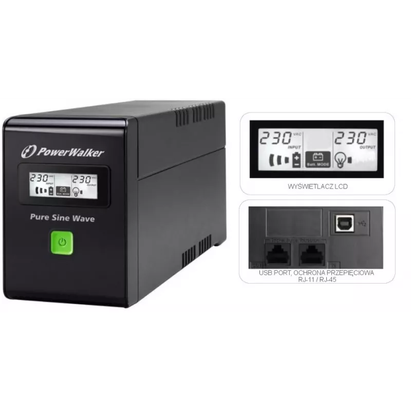 PowerWalker VI 600 SW FR UPS 600 VA 2 AC-uitgangen Line-Interactive (VI 600 SW FR)