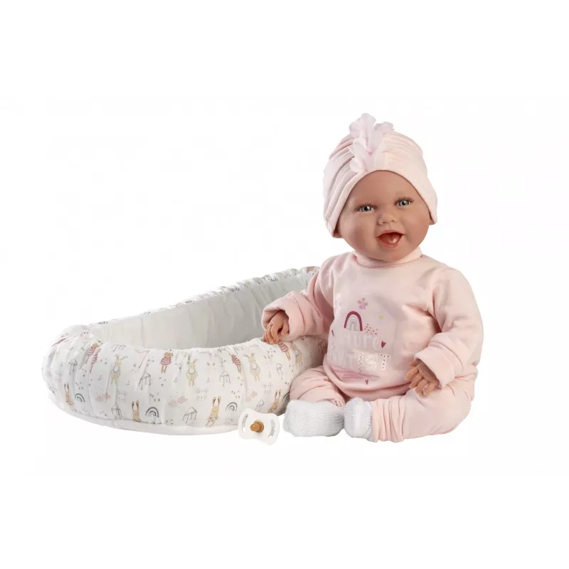 Babypop Llorens Mimi Baby 42 cm — realistisch gezicht, lacht, zachte lichaam