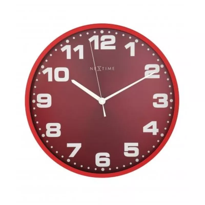 NeXtime klok 3053ro Dash Red, Ø35 cm, wand, rood/zilver