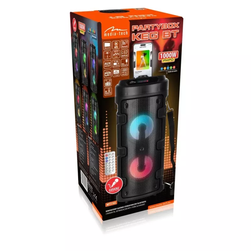 Media-tech Partybox Keg Bt - compacte bluetooth stereoluidspreker met FM-radio, MP3-speler MT3165