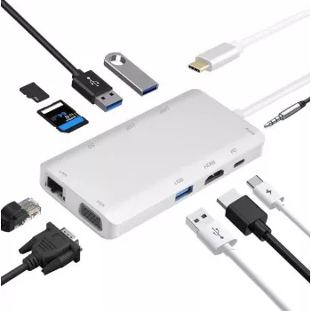 Dockingstation helos 304265 USB 3.1 Type-C met HDMI, VGA, USB en LAN