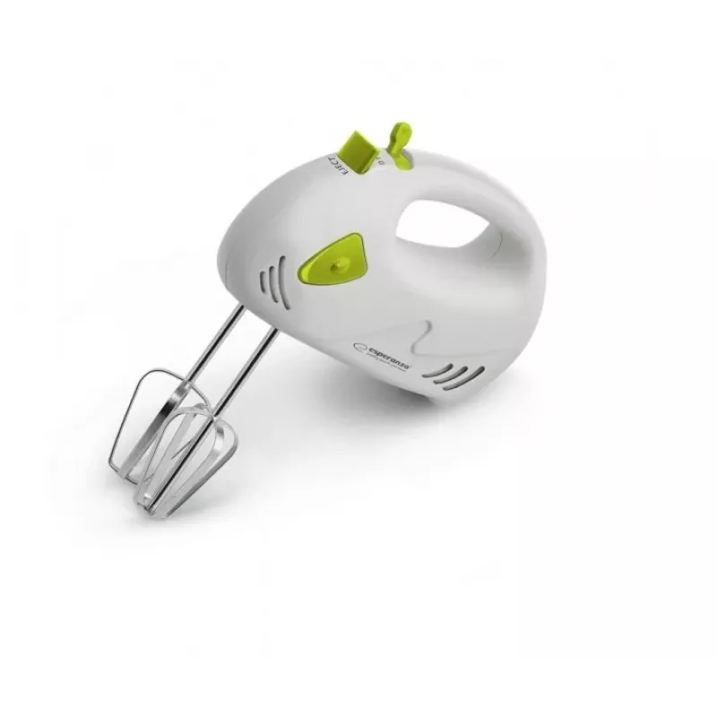 Handmixer ESPERANZA EKM007G — 150 W, 7 snelheden, gardes, ergonomische greep, 1,1 m kabel, groen/wit