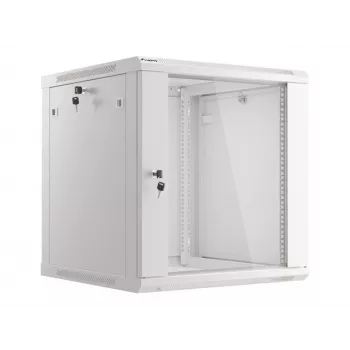 Lanberg wandmontage installatiekast 19'' 12U 600x600mm grijs (glazen deur)