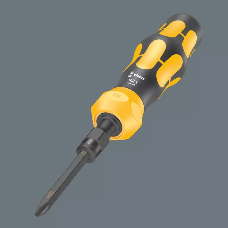 Wera 05018110001 Kraftform Kompakt 900 Set 1 schroevendraaierset met slagschroevendraaier en bits, 19-delig, 1/4", zwart/geel