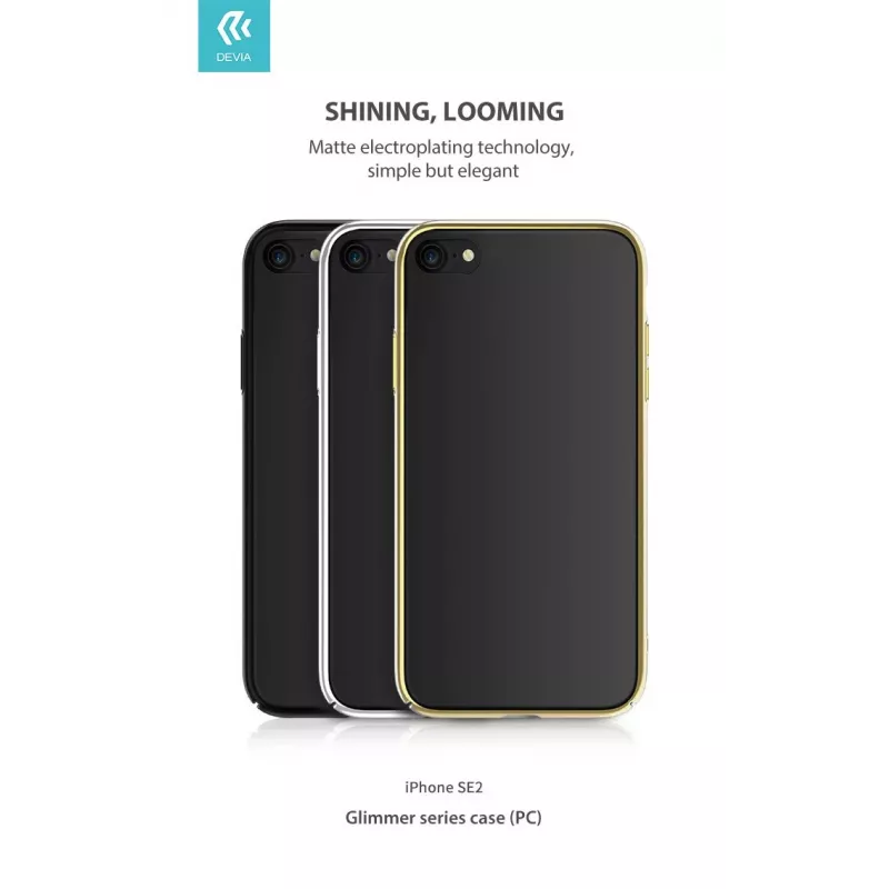 Hoes Devia Glimmer-serie voor iPhone SE2, goud, harde PC-achterkant