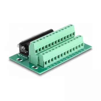 DeLOCK D-Sub 25-polig bus naar klemmenstrook voor DIN-rail 51 mm x 86 mm x 30 mm