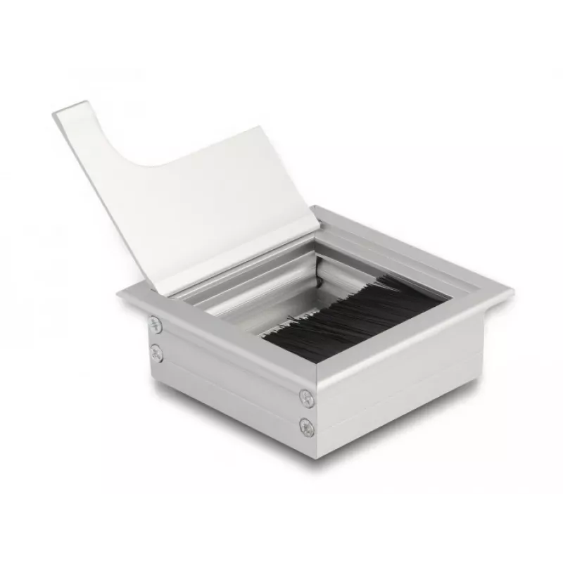 DeLOCK kabeldoorvoer voor tafmontage met borstel 80x80x28mm zilver