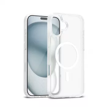 Crong Hybrid Matte Magnetic MagSafe-hoes voor iPhone 17 – doorschijnend wit, PC+TPU