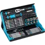 Dopsleutel- en bitset Hazet 2200SC-32 — 59-delig, 1/4 inch omschakelratel, zwart/blauw
