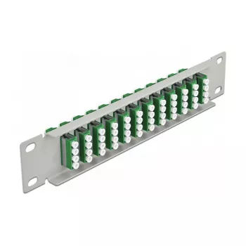 Glasvezel patchpaneel DeLOCK 10 inch 12 poorten LC quad groen 1U grijs