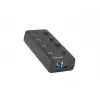 Natec Mantis 2 NHU-1557 usb 3.0-hub met 4 poorten, USB Type-B-ingang, aan/uit-schakelaars, netadapter, zwart