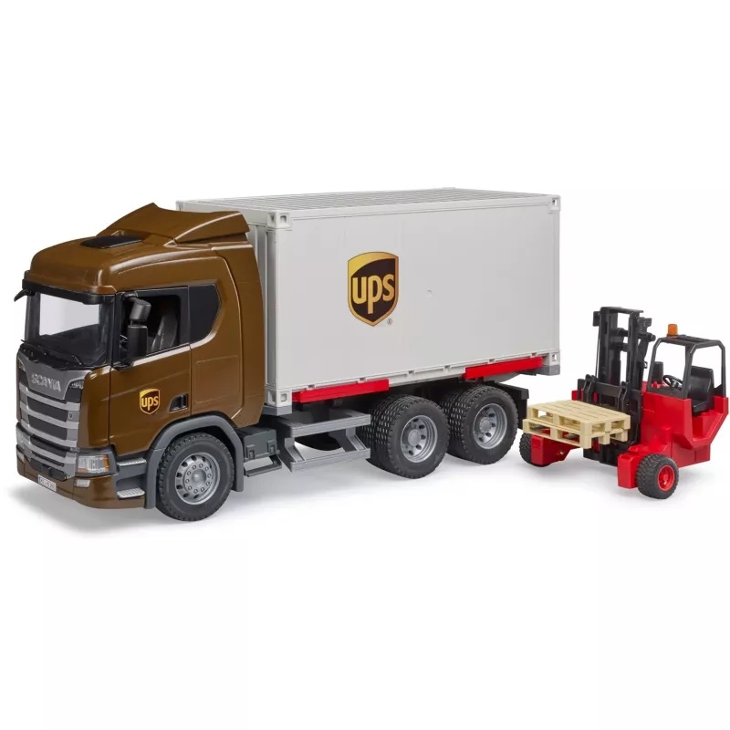 Scania Super 560R UPS logistieke vrachtwagen met vorkheftruck