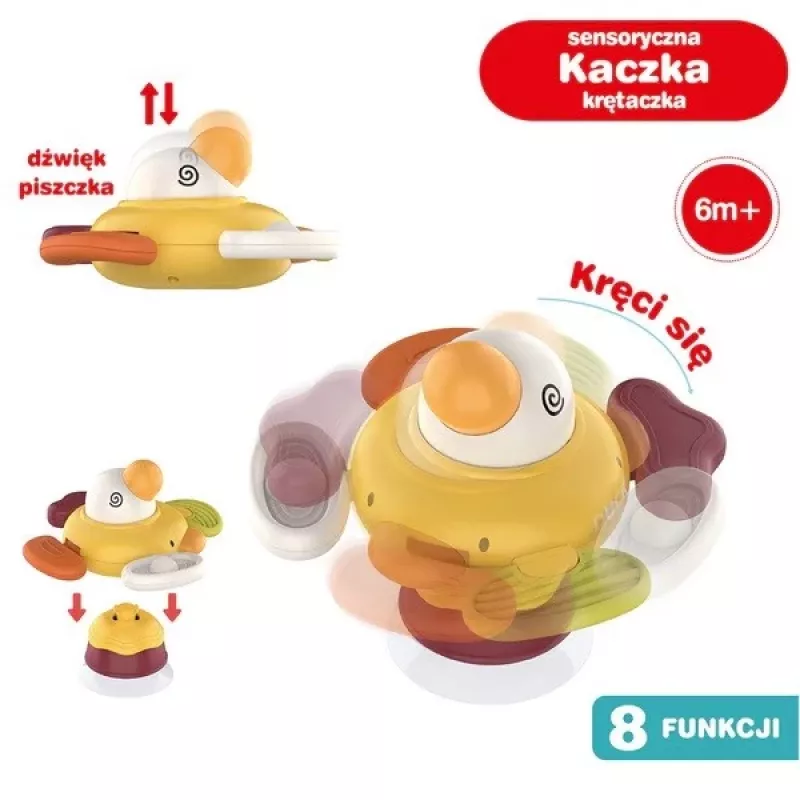 Pluche interactieve sensorische eend Ascato 122946 — zachte textuur, kleurrijk design
