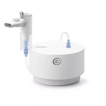 Omron C28P tafelvernevelaar met 10 ml/min capaciteit, 2,65 µm deeltjesgrootte, wit, afmetingen 265×195×143 mm
