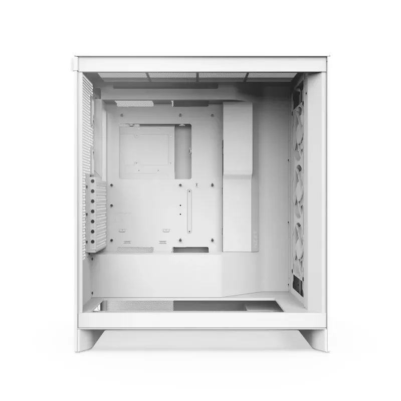 PC-behuizing NZXT H7 Flow RGB Midi Tower wit — gehard glas, EATX, voor 3×120mm, USB-C
