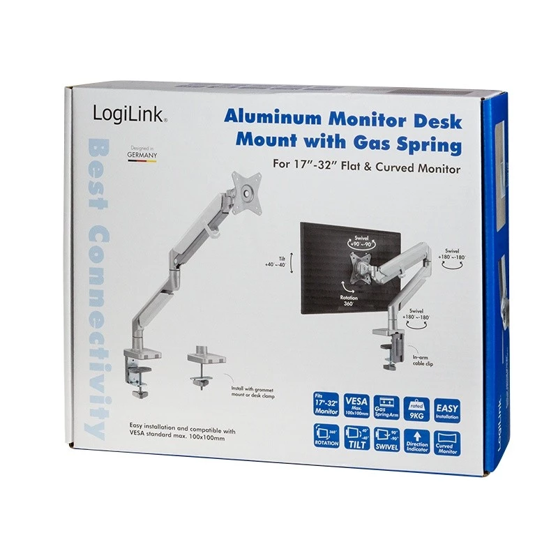 Monitorhouder LogiLink BP0086 81,3 cm (32 inch) bureau zilver