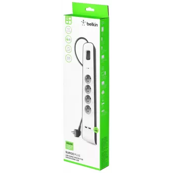 Overspanningsbeveiliging Belkin BSV401CA2M zwart wit 4 stopcontacten 2 m