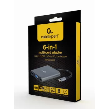 Gembird a-CM-COMBO6-01 laptopdock/poortreplicator USB 3.2 Gen 1 (3.1 inch)