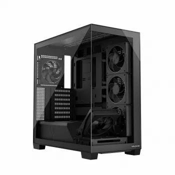 PC-behuizing MODECOM Volcano Stellar 5F ATX Midi Tower, gehard glas, 5 voorgeïnstalleerde ventilatoren, USB‑C, ondersteunt microATX/ATX, max. GPU 420 mm, CPU-koelerhoogte 175 mm